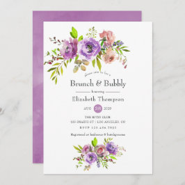 Invitación Brunch de acuarela floral de primavera y burbuja