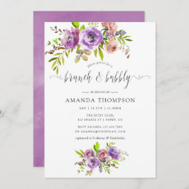 Invitación Brunch de acuarela floral de primavera y burbuja