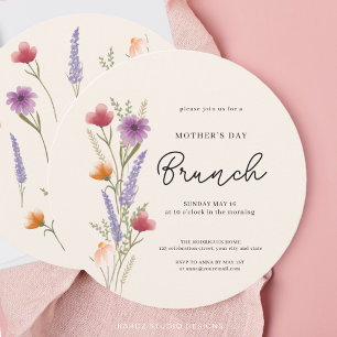 Invitación Brunch de Acuarela Floral Día de la Madre