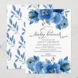Invitación Brunch de agua azul floral para bebé