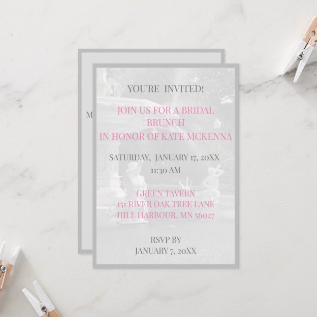 Invitación Brunch de almuerzo de la dama de honor de la fuent (Anverso/Reverso In Situ)