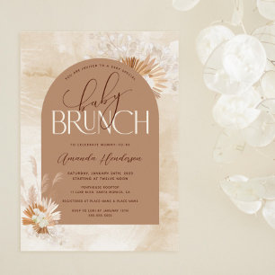 Invitación Brunch de Baby Shower Neutral Pampas Baby