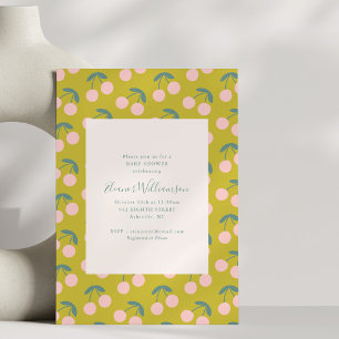 Invitación Brunch de Baby Shower Retro de Cereza Rosa Chartre