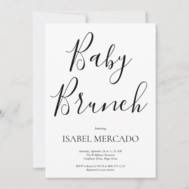 Invitación Brunch de bebé Baby Shower minimalista (Anverso)