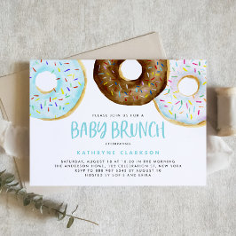 Invitación Brunch de bebé con donuts azules y de chocolate