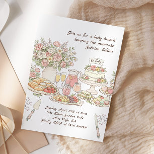 Invitación Brunch de bebé con flores de jardín Fiesta de baby