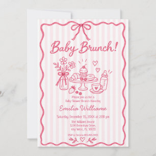 Invitación Brunch de bebé niña rosa Cumpleaños dibujado a man