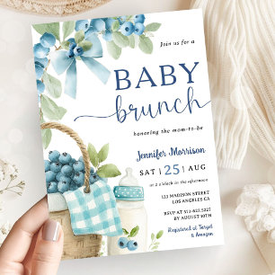 Invitación Brunch de bebé niño arándano Arco y Botella Baby S