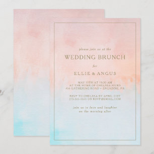 Invitación Brunch de Boda con Acuarela de Puestas de Sol de V