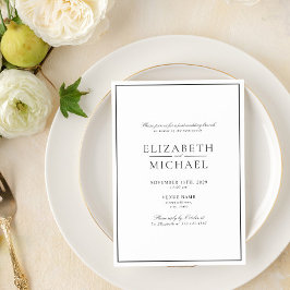 Invitación Brunch de Boda de Post con guión clásico negro y b