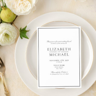 Invitación Brunch de Boda de Post con guión clásico negro y b