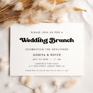 Invitación Brunch de boda elegante retro en negro y blanco