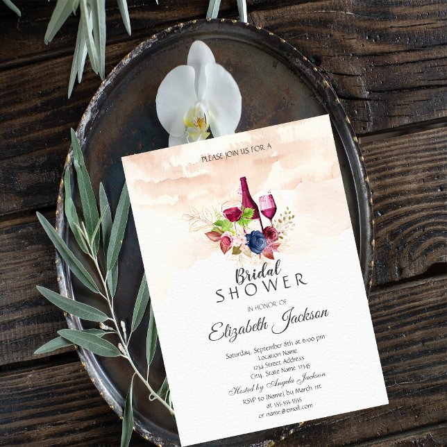 Invitación Brunch de Boda Floral Degustación de Vinos (Subido por el creador)