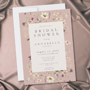 Invitación Brunch de Boda Floral Rosa Caprichoso Silvestre