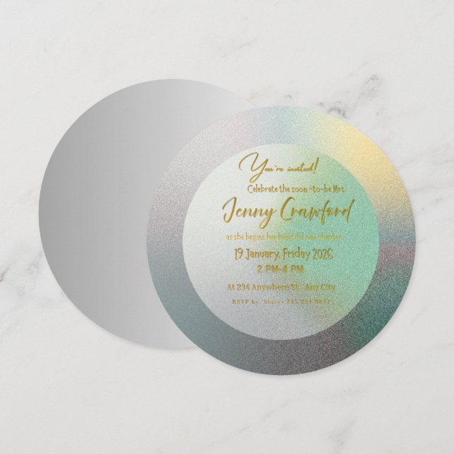 Invitación Brunch de boda redondo con gradiente pastel person (Anverso / Reverso)