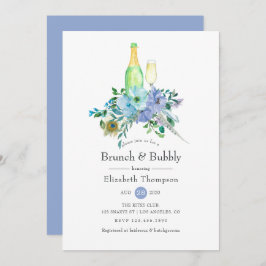 Invitación Brunch de boho azul y mezquino y ducha de novias c