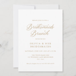 Invitación Brunch de Bridesmaids Moderno con guión dorado