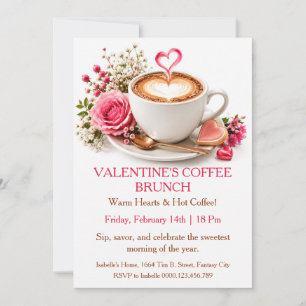 Invitación Brunch de café del Día de San Valentín - Reunión a