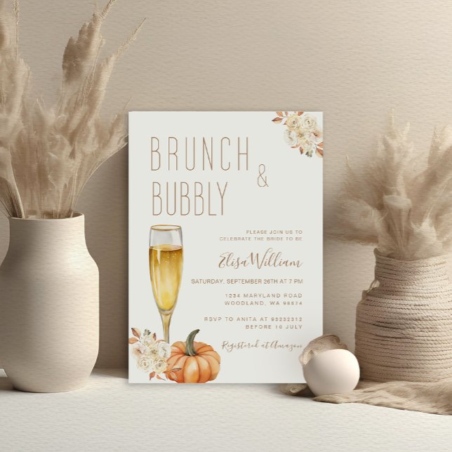 Invitación Brunch de calabaza boho y ducha de novia burbujean (Subido por el creador)