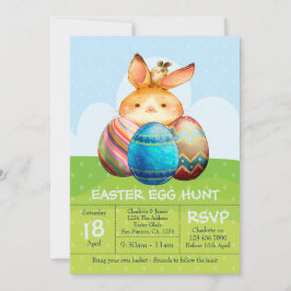 Invitación Brunch de caza de huevos de pascua de conejo y con