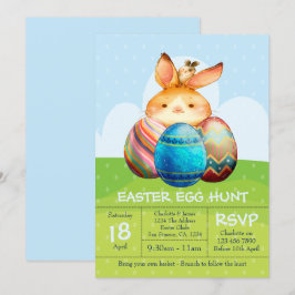 Invitación Brunch de caza de huevos de pascua de conejo y con