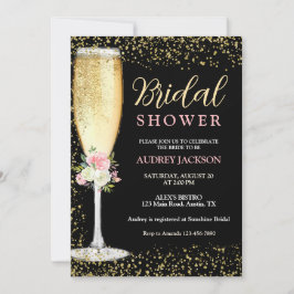 Invitación Brunch de Champán Elegante con Flores para Despedi