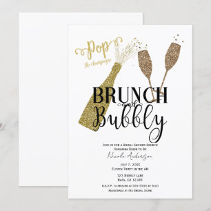 Invitación Brunch de champán POP y despedida de soltera burbu