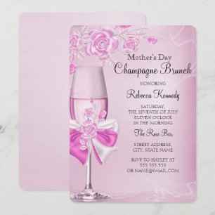Invitación Brunch de Champán Rosa Bonita del Día de la Madre