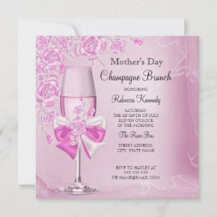 Invitación Brunch de Champán Rosa Bonito del Día de la Madre