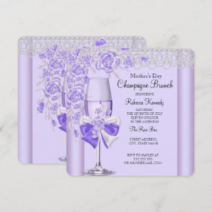 Invitación Brunch de Champán Rosa Lila Bonito Día de la Madre