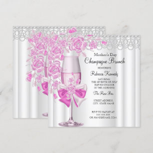 Invitación Brunch de champán Rosa Rosa Bonito Día de la Madre