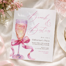 Invitación Brunch de champán rosa y amigas Galentine’s 