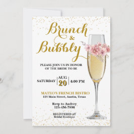 Invitación Brunch de champán y ducha de novias de burbujas