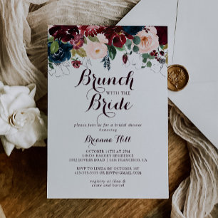 Invitación Brunch de color de agua con ducha de novia