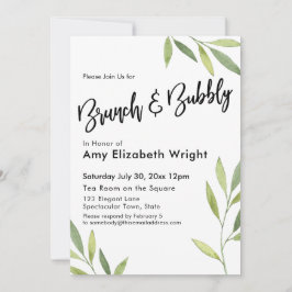 Invitación Brunch de color de agua verde y burbuja