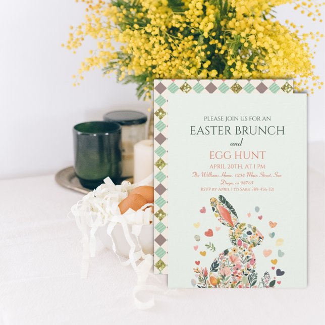 Invitación Brunch de conejito de primavera suave (Subido por el creador)