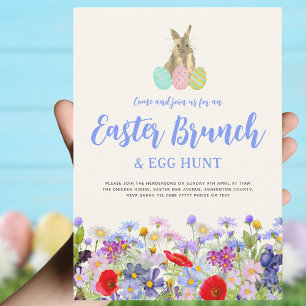 Invitación Brunch de conejo de pascua silvestre y caza de hue