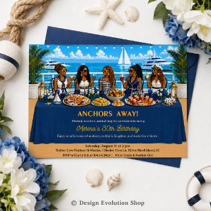 Invitación Brunch de crucero náutico afroamericano mesa