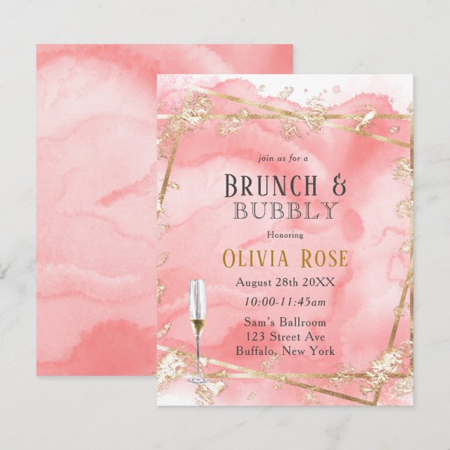 Invitación Brunch de cuento de hadas de oro rosado e invitaci (Anverso / Reverso)