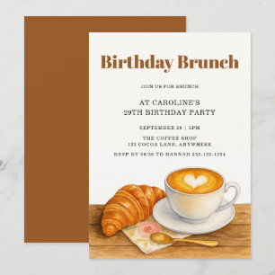 Invitación Brunch de cumpleaños 29 adulto: Café y Croissant