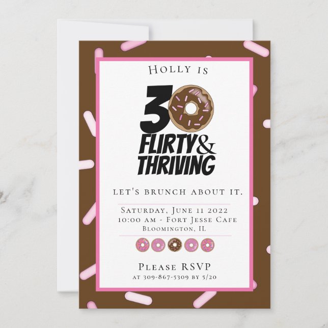 Invitación Brunch de cumpleaños 30 de donut chocolate Persona (Anverso)
