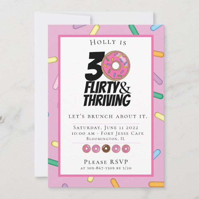 Invitación Brunch de cumpleaños 30 de personalizado Sprinkles (Anverso)