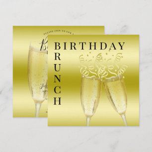 Invitación Brunch de cumpleaños Champagne y Streamers