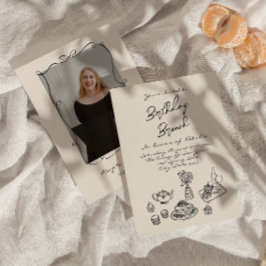 Invitación Brunch de cumpleaños con foto dibujada a mano retr