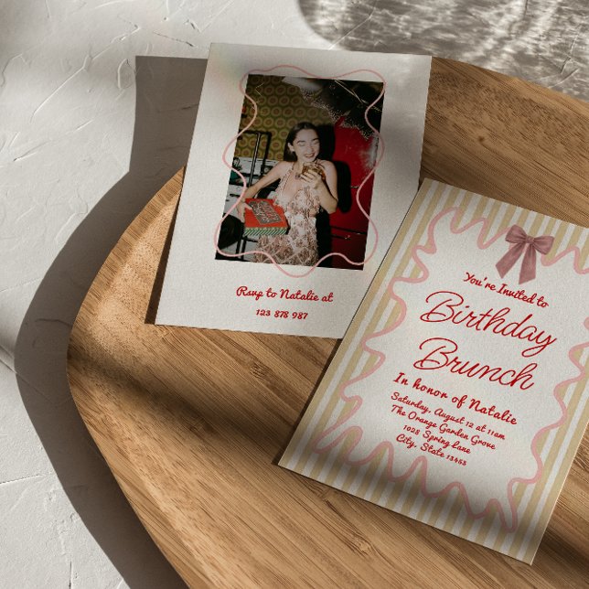 Invitación Brunch de cumpleaños con rayas de vaca pintadas a  (Subido por el creador)