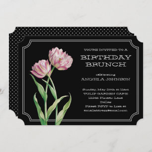 Invitación Brunch de cumpleaños con tulipanes pintados y punt