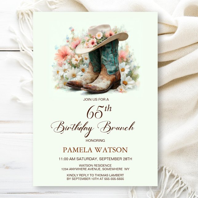 Invitación Brunch de cumpleaños de Cowgirl Boots de cumpleaño (Subido por el creador)