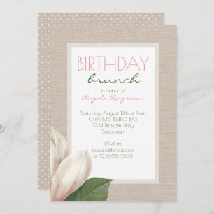 Invitación Brunch de cumpleaños de Magnolia Bloom