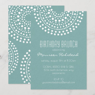 Invitación Brunch de cumpleaños del Boho Bali en Verde azulad