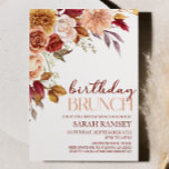 Invitación Brunch de cumpleaños floral del Naranja de Borgoña<br><div class="desc">¡Esta es una invitación de brunch de cumpleaños para Naranjas florales de Borgoña!</div>